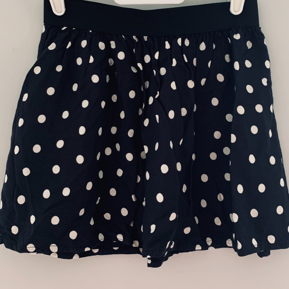 Navy and white polka dot skirt